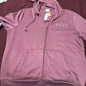 Pink Hoodie with Rhinestone Detail
